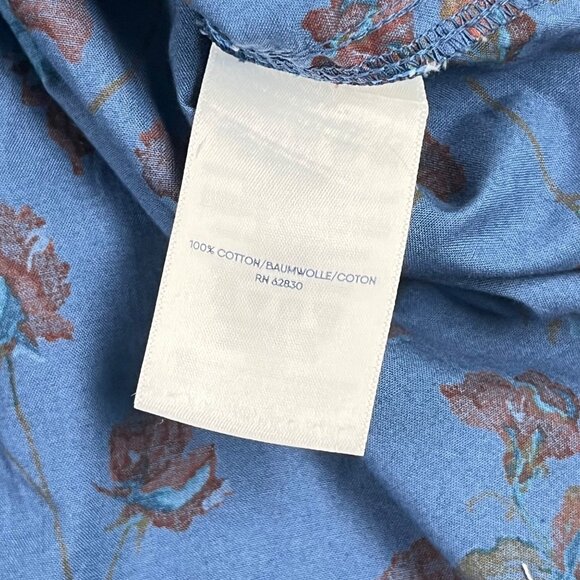 LARGE 14 16 Lands End Womens Ombre Blue Dyed Floral Shirt Dress Shirtdress - Picture 9 of 11